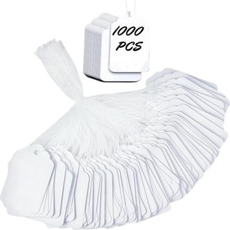 OEM 1000 Etiquetas De Precio Preensambladas Con Cord&oacute;n, Etiquetas De Papel Blanco Para Mercadillos, Joyer&iacute;a, Ropa Y Tiendas Minoristas, Dimensiones 1,75 X