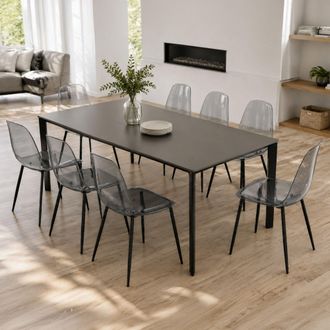 Dmora Silla Amstrong, 8 Sillas, Peso Soportado 120 Kg, Color Estructura Ahumado, Gris Ahumado