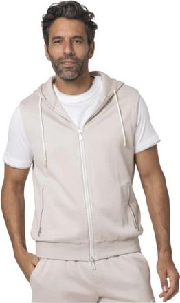 Eleventy Mouwloze Hoodie - Heren - Hoodies - Beige - L - Katoen - Hoodies & sweatvesten