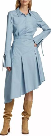 Derek Lam Maddison Long Sleeve Midi Dress In Denim