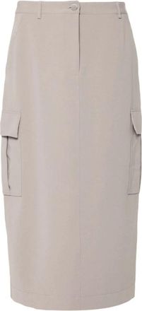 Theory Duifgrijze Midi Rok met Zakken - Dames - Midirokken - Grijs - S - Rokken