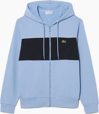 Lacoste Mens Lacoste Colour Block Zipped Hoodie Light Blue/Navy - Size: 40
