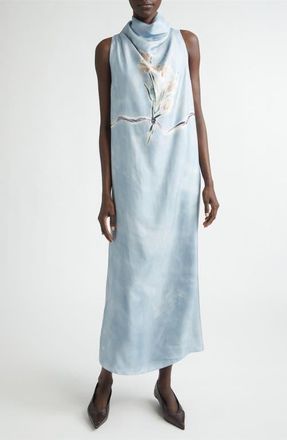 Altuzarra Noori Tulip Bouquet Sleeveless Silk Dress in Storm Tulip at Nordstrom, Size 10 Us