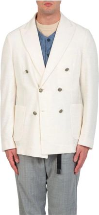 Circolo 1901 Linnenmix Double-Breast Blazer - Heren - Blazers - Wit - M - Linnen - Jassen