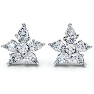Pompeii3 2Ct Pear Shape Cluster Diamond Earrings 14k Gold Lab Grown Womens