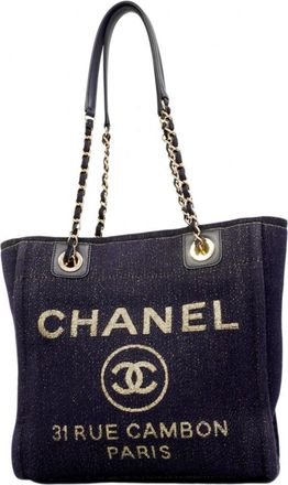 Chanel Navy Canvas Tote Bag (Pre-Owned)