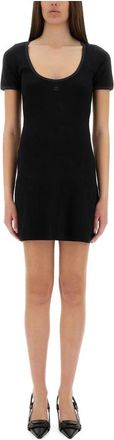Courr&egrave;ges Holistic Contrast Mini Jurk - Dames - Korte kleedjes - Zwart - M - Katoen - Kleedjes