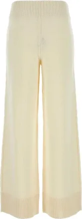 C & M Camilla and Marc Womens Knit Trousers Beige Merino Wool Recycled