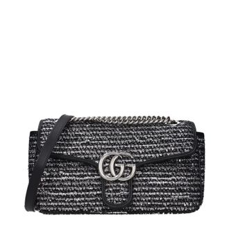 Gucci Marmont Damens Umh&auml;ngetasche Stoff Silber/Schwarz