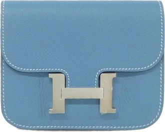 Herm&egrave;s Blue Jean Wallet (Bi-Fold) (Pre-Owned)