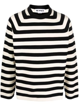 Sunnei striped cotton sweatshirt - men - Cotton - L - Blue