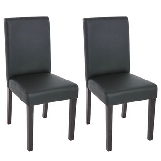 Hhg Set 2x Sedie Littau Ecopelle Opaca Soggiorno Cucina Sala Da Pranzo 56x43x90cm Nero Piedi Scuri