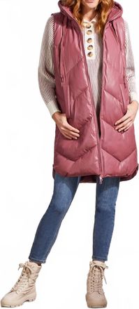 Tribal Puffer Vest In Deep Rose