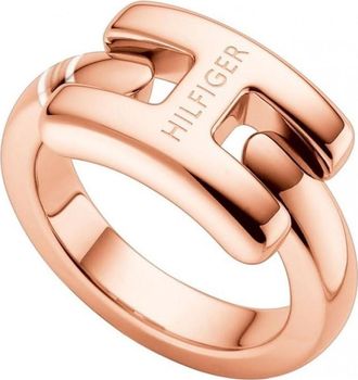 Tommy Hilfiger Womens 2700455B Ladies Ring - Rose Gold Stainless Steel - Size L