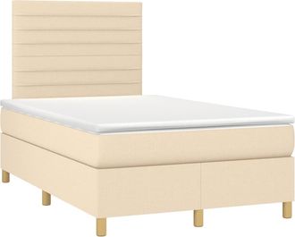 vidaXL Cama Box Spring Con Colch&oacute;n Tela Color Crema 120x190 Cm Vidaxl
