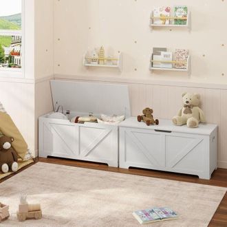 Woltu Woltu - 2x Banco almacenaje con banco almacenaje Blanco.100x40x47cm.76L