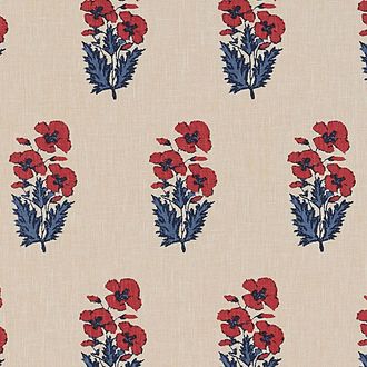 Ballard Designs Leila Blue & Red Fabric by the Yard - Ballard Designs