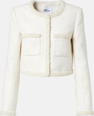 Self Portrait Embellished sequined boucle jacket