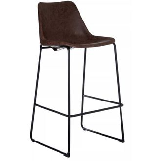 Premier Housewares Interiors by Premier Elevated And Comfortable Mocha Bar Stool With Black Legs, Sleek Design Kitchen Stool, Contemporary Bar Stool