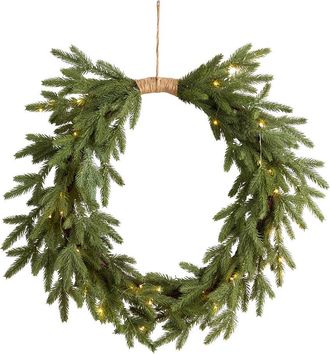 Nearly Natural 24In Holiday Christmas Pre-Lit Cascading Pine Wreath