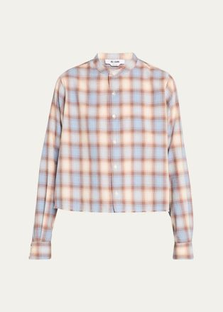 Re/Done Bianca Cropped Cotton Plaid Shirt
