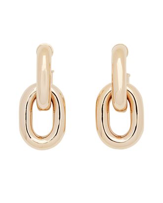 Paco Rabanne Double Hoop Earrings with Polished Metallic Discs