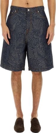 Etro Jacquard Denim Bermuda Shorts