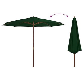 Berkfield Home Outdoor Parasol with Wooden Pole 350 cm Green