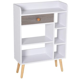 HOMCOM Particle Board 7-Compartment Shelving Unit - White/Brown - Home Living | TJ Hughes White