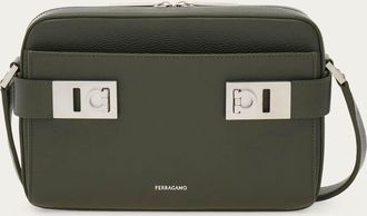 Ferragamo Men Hug buckle messenger bag Green