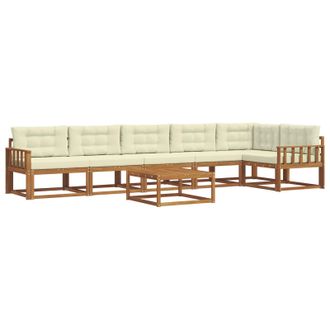 vidaXL Conjunto De Sof&aacute;s De Exterior Con Coj&iacute;n 7 Pcs Natural Y Crema Vidaxl