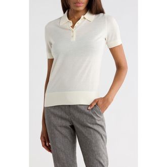Theory Short Sleeve Wool Polo in Ivory at Nordstrom Rack, Size X-Large