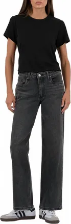 Kut from the Kloth Selena Baggy Low Rise Straight Leg Jeans In Black