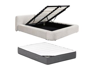 Vente-Unique Canap&eacute; abatible 160 x 200 cm - Tela - Beige + Colch&oacute;n - JUDALO de Maison C&eacute;phy