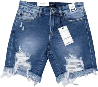 Judy Blue Womens Mid Rise Destroyed Shorts In Blue