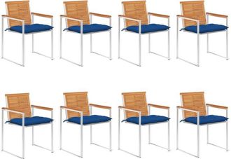 vidaXL Vidaxl - Sillas De Jard&iacute;n Con Cojines 8 Unidades Madera Maciza De Acacia