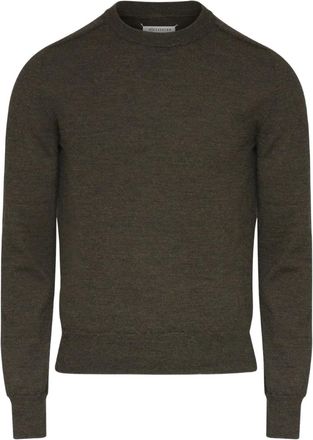 Maison Margiela Maglione in lana con applicazione sui gomiti - Marrone