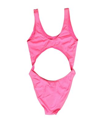 Dolce & Gabbana Womens Pink Cut-Out High Leg One Piece Swimsuit Swimwear Elastane Polyester Clothing