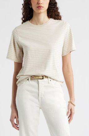 Nordstrom Relaxed Fit Pima Cotton Crewneck T-Shirt in Beige- Ivory Daphney Stp at Nordstrom, Size Xx-Small