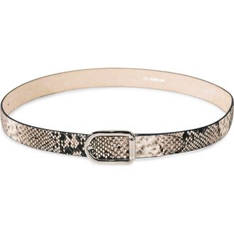 D&eacute;hanche Mija Snakeskin Print Leather Belt in Ivory Snakeskin Print/Silver at Nordstrom, Size X-Large