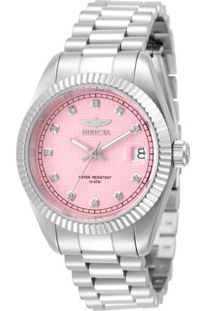 Invicta Specialty 51041 Dameshorloge - Quartz Uurwerk - Roestvrij Staal met Roze Wijzerplaat - 36 mm