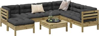 vidaXL Set De Sof&aacute;s Jard&iacute;n 8 Pzas Con Cojines Madera Pino Impregnada Vidaxl