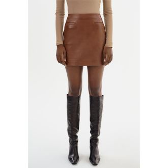 LaMarque Rowan | Leather Mini Skirt in Luggage at Nordstrom, Size X-Small