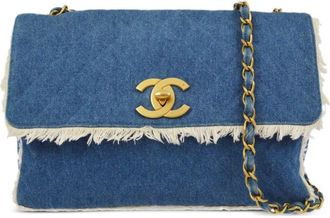 Chanel 1998 Maxi Single Flap shoulder bag - women - Denim - One Size - Blue