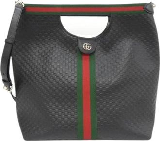 Gucci Pre-owned Ophidia Micro Guccissima Leder Tote Bag - Dames - Vintage Schoudertas - Zwart - ONE Size - Leer - Vintage