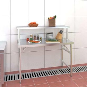 vidaXL Vidaxl - Mesa De Trabajo Para Cocina Con Estante Acero Inox 120x60x115cm