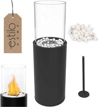 OEM Chimenea De Bioenerg&iacute;a Independiente De 80,5 Cm Con Piedras Decorativas - Roma Black