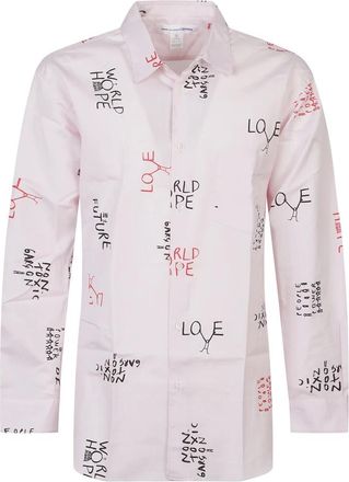 Comme Des Gar&ccedil;ons Graphic Print Chest Pocket Shirt - Heren - Casual Overhemden - Roze - L - Katoen - Overhemden