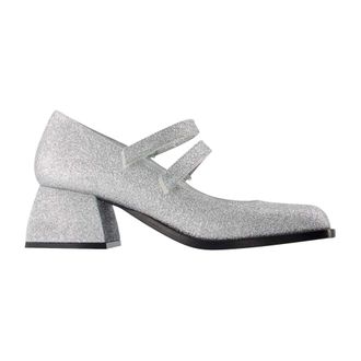 Nodaleto Pumps, female, Gray, Size: 5 US Bulla Bacara Pumps in Silver Glitter Leather