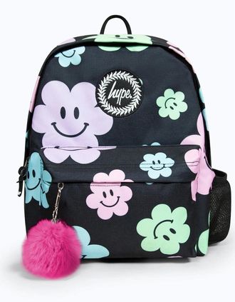 Hype Womens Hype Iconic Girls Black Happy Flower Backpack
